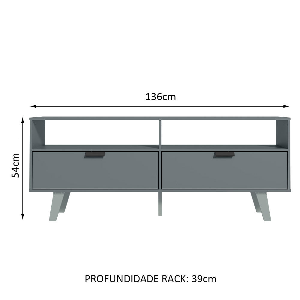 Rack para TV até 55 Polegadas Madesa Oslo com 2 Portas - Cinza
