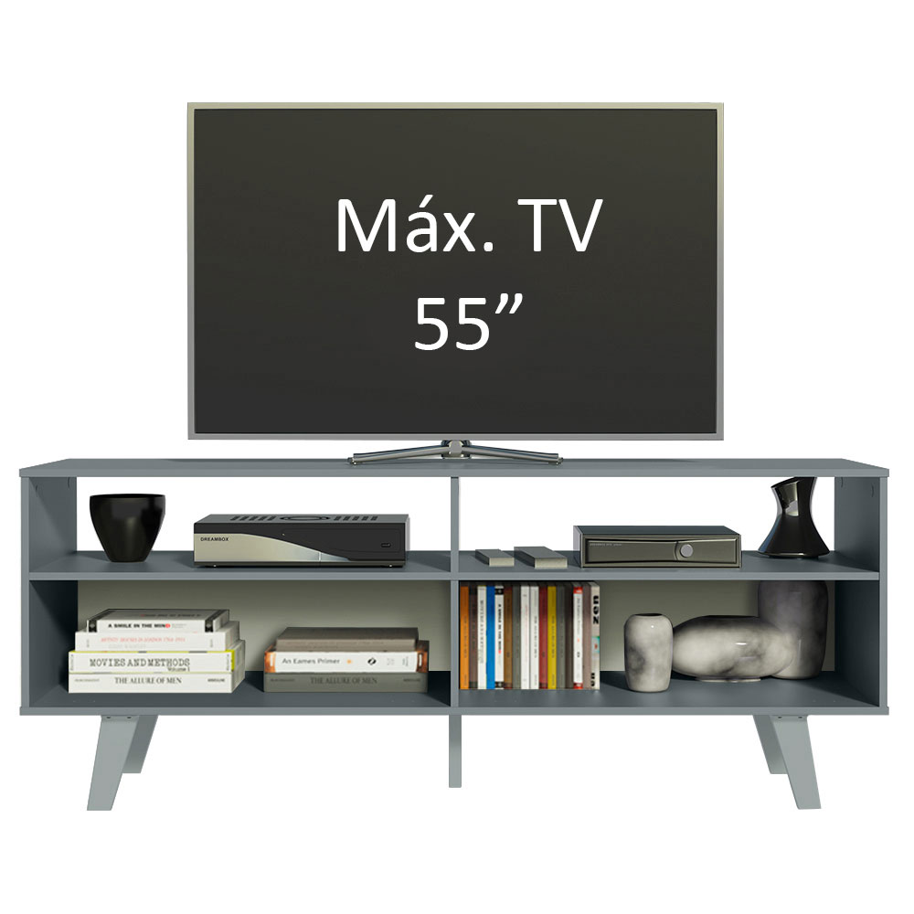 Rack para TV até 55 Polegadas Madesa Oslo com 2 Portas - Cinza