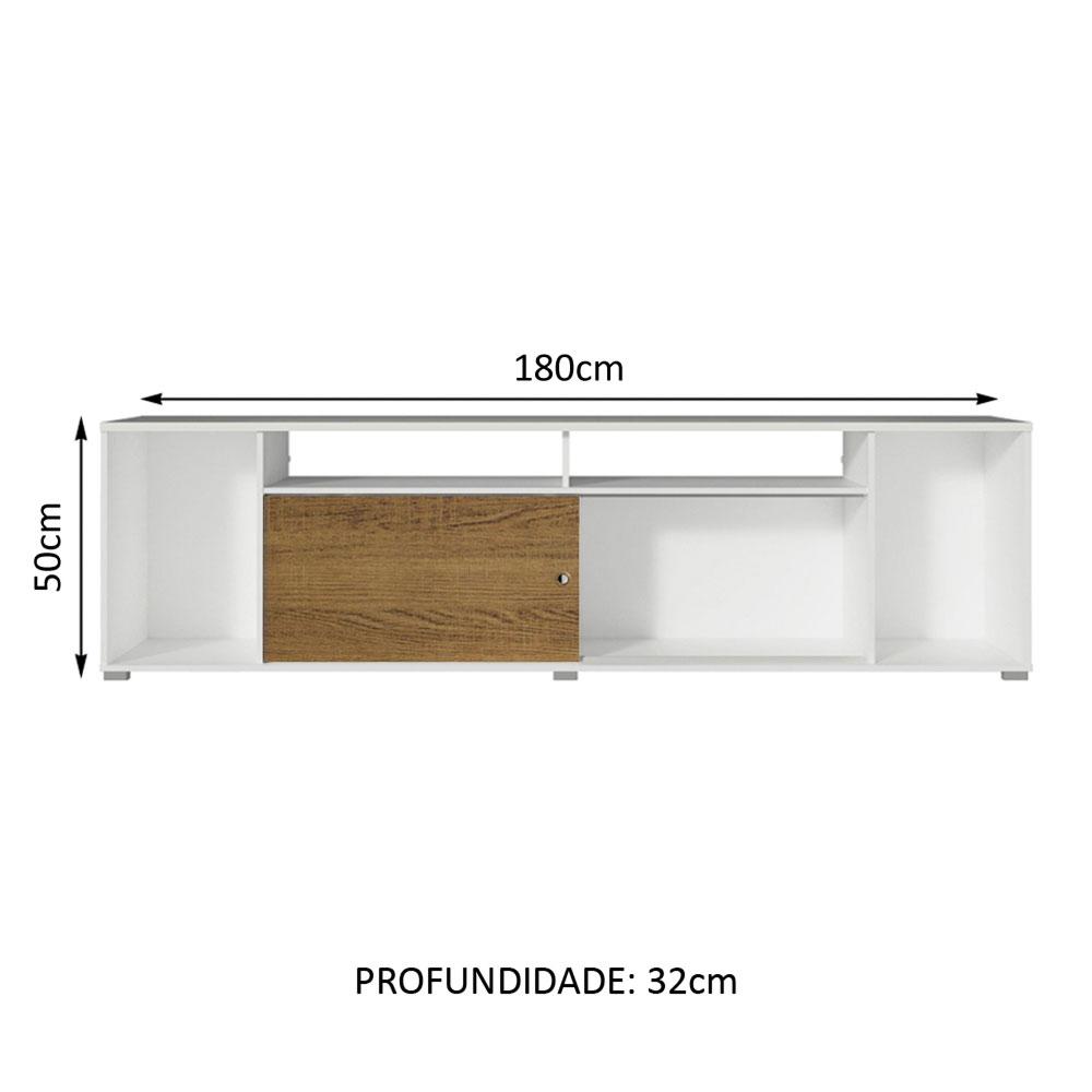 Rack para TV até 65 Polegadas Madesa Cancun - Branco/Rustic