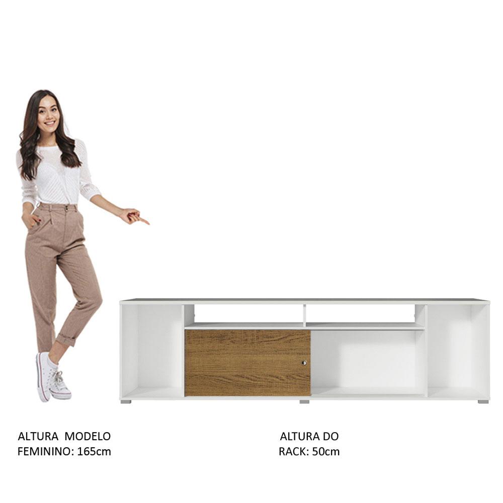 Rack para TV até 65 Polegadas Madesa Cancun - Branco/Rustic