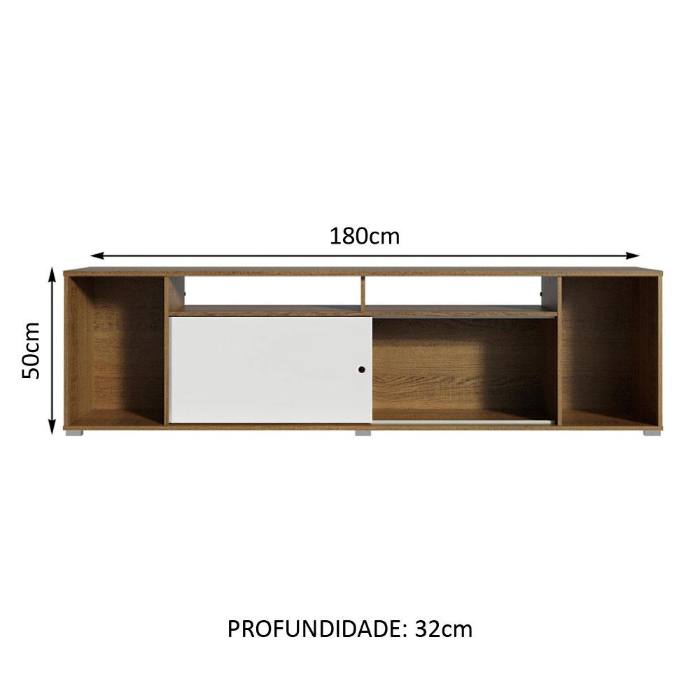 Rack para TV até 65 Polegadas Madesa Cancun - Rustic/Branco