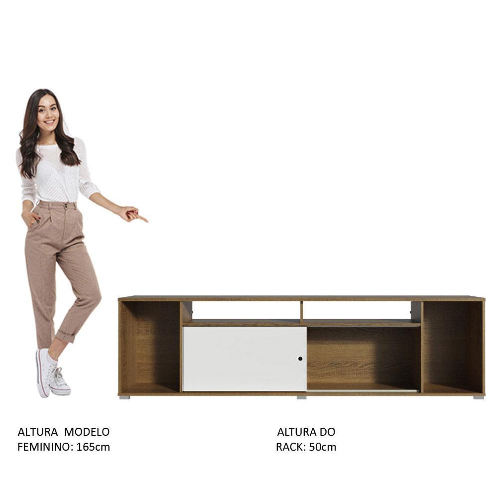 Rack para TV até 65 Polegadas Madesa Cancun - Rustic/Branco