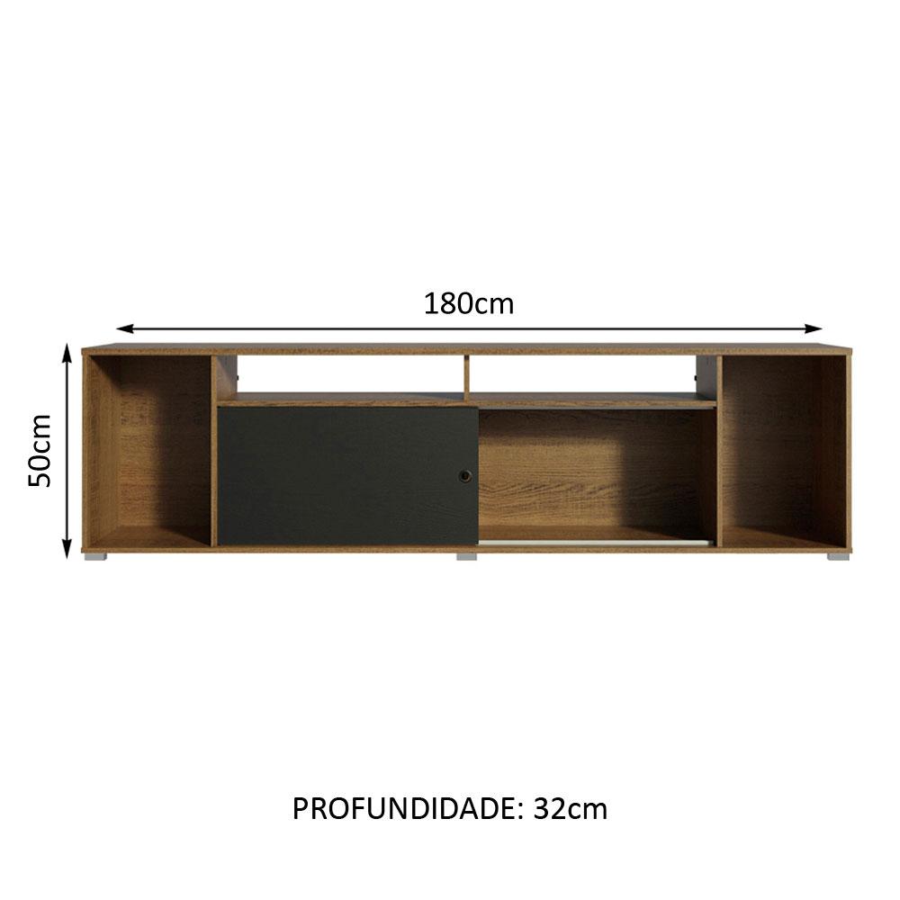 Rack para TV até 65 Polegadas Madesa Cancun - Rustic/Preto