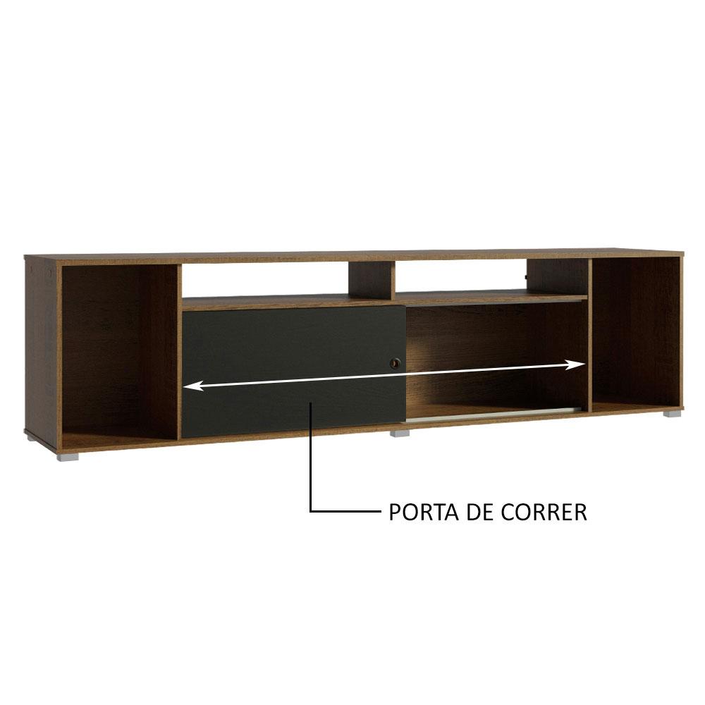 Rack para TV até 65 Polegadas Madesa Cancun - Rustic/Preto
