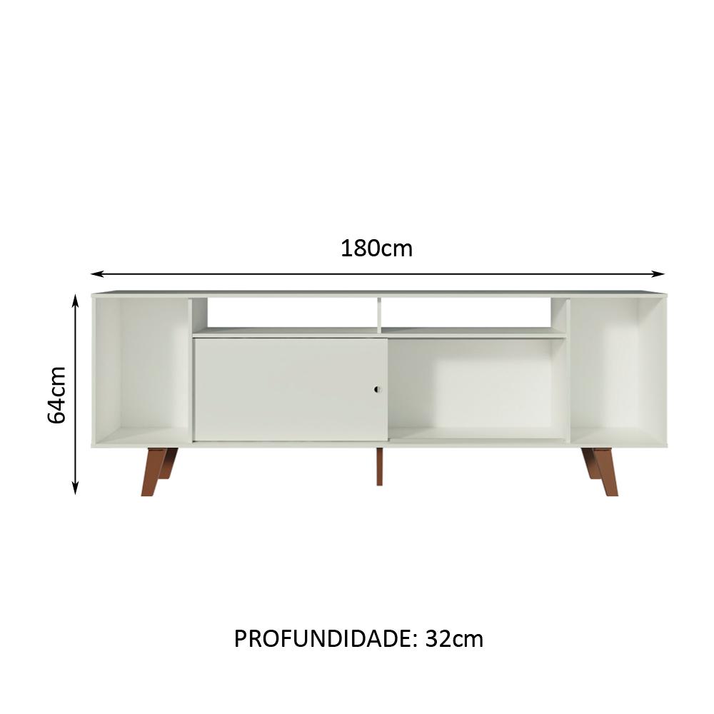 Rack para TV até 65 Polegadas Madesa Cancun com Pés - Branco/Rustic/Branco