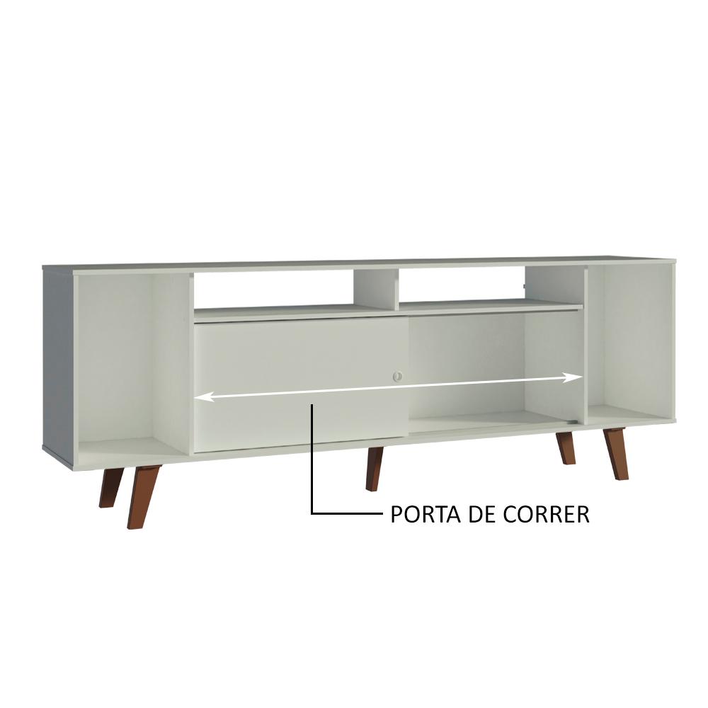 Rack para TV até 65 Polegadas Madesa Cancun com Pés - Branco/Rustic/Branco