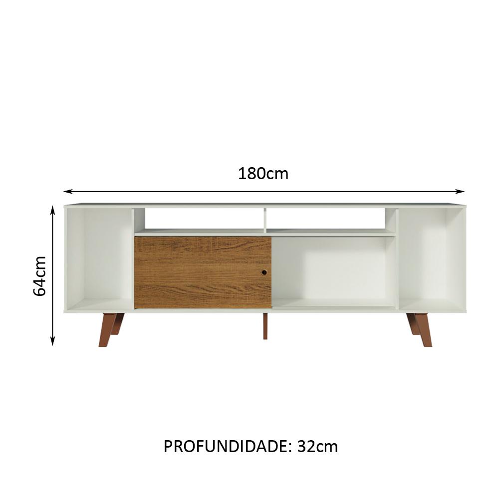 Rack para TV até 65 Polegadas Madesa Cancun com Pés - Branco/Rustic/Rustic
