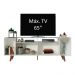 Rack para TV até 65 Polegadas Madesa Cancun com Pés - Branco/Rustic/Rustic