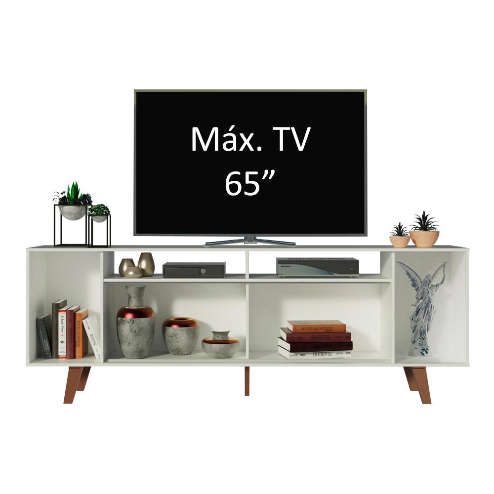 Rack para TV até 65 Polegadas Madesa Cancun com Pés - Branco/Rustic/Rustic