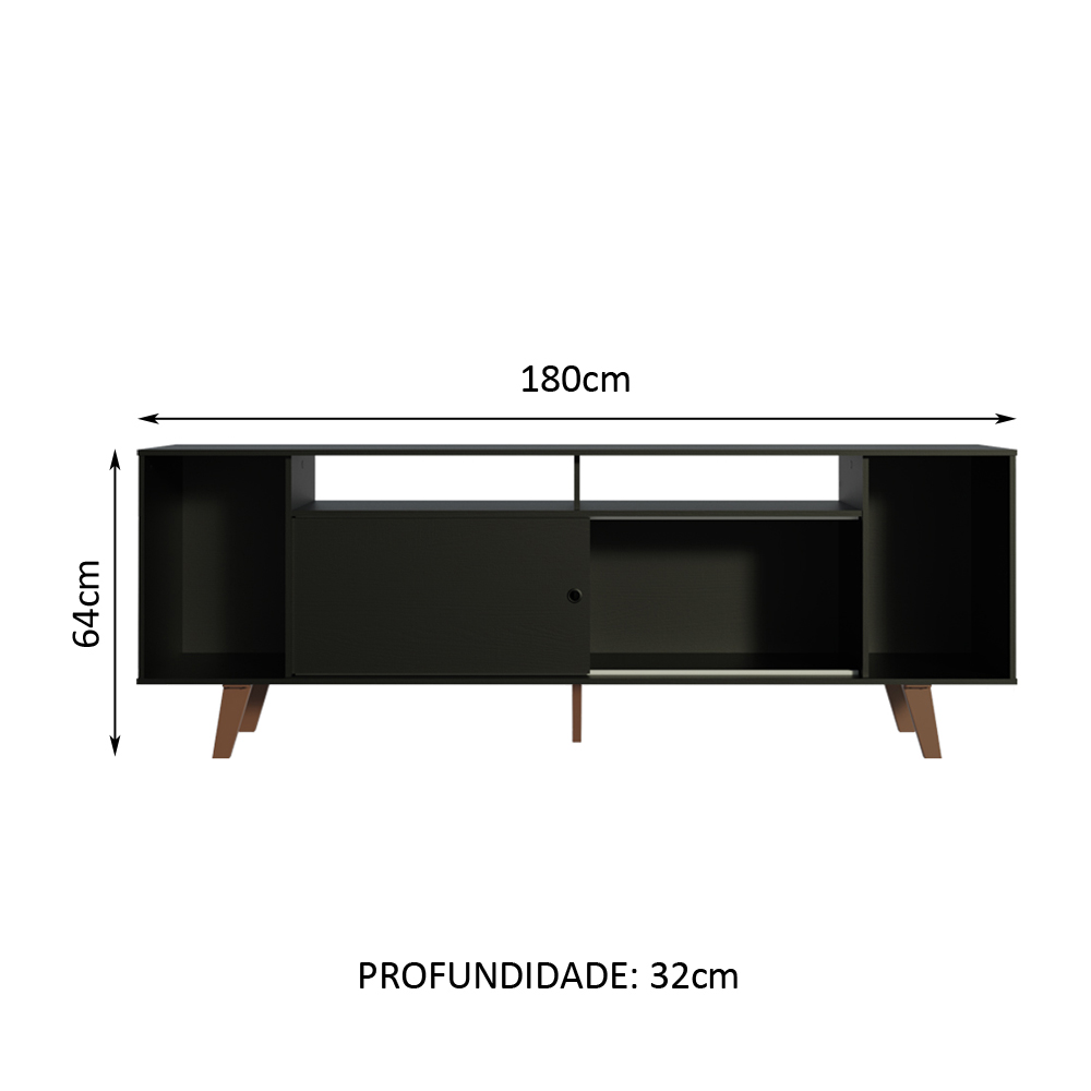 Rack para TV até 65 Polegadas Madesa Cancun com Pés - Preto/Rustic/Preto