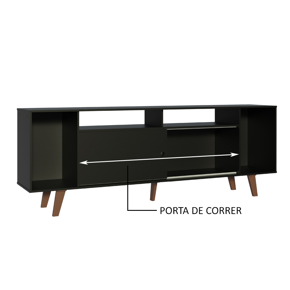 Rack para TV até 65 Polegadas Madesa Cancun com Pés - Preto/Rustic/Preto