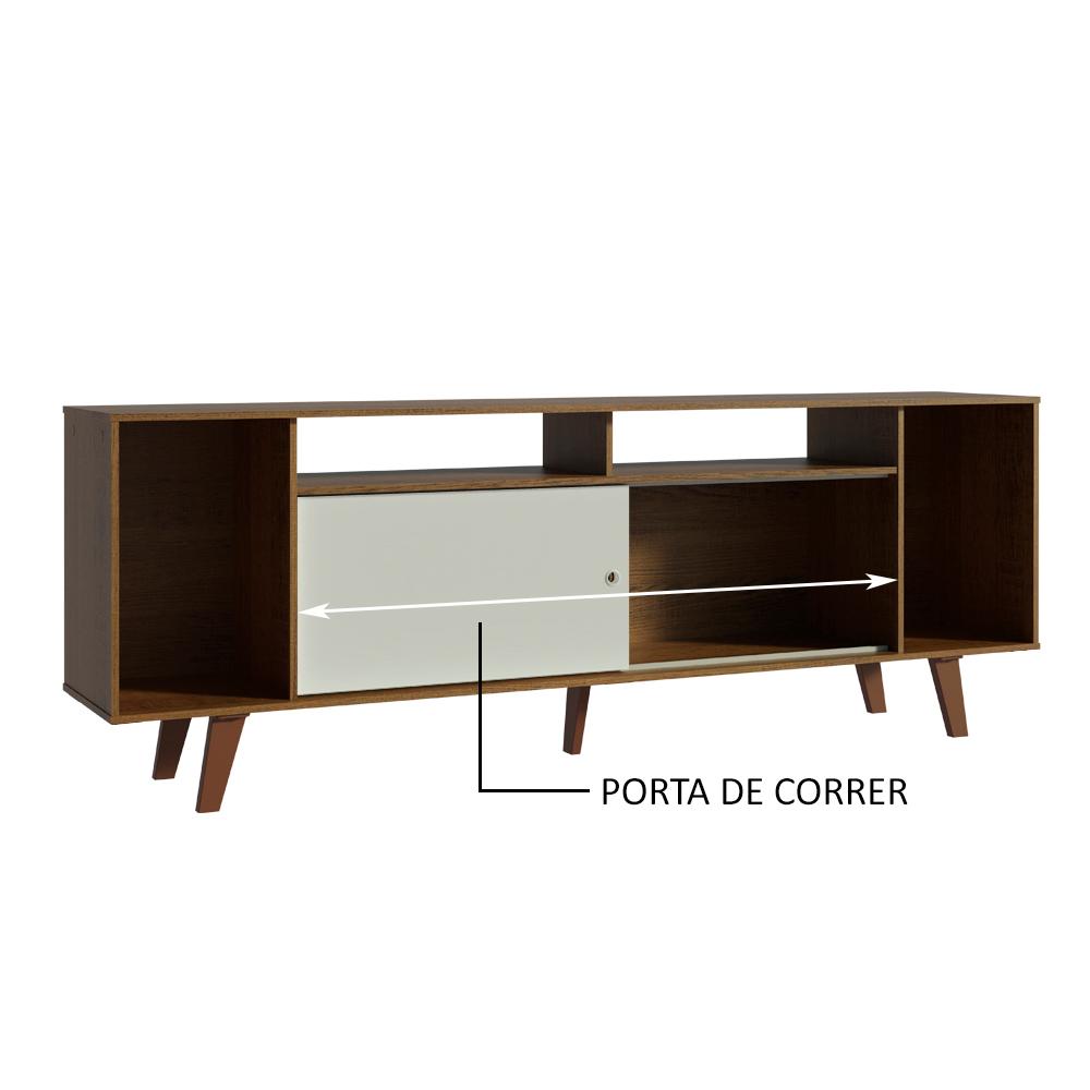Rack para TV até 65 Polegadas Madesa Cancun com Pés - Rustic/Rustic/Branco