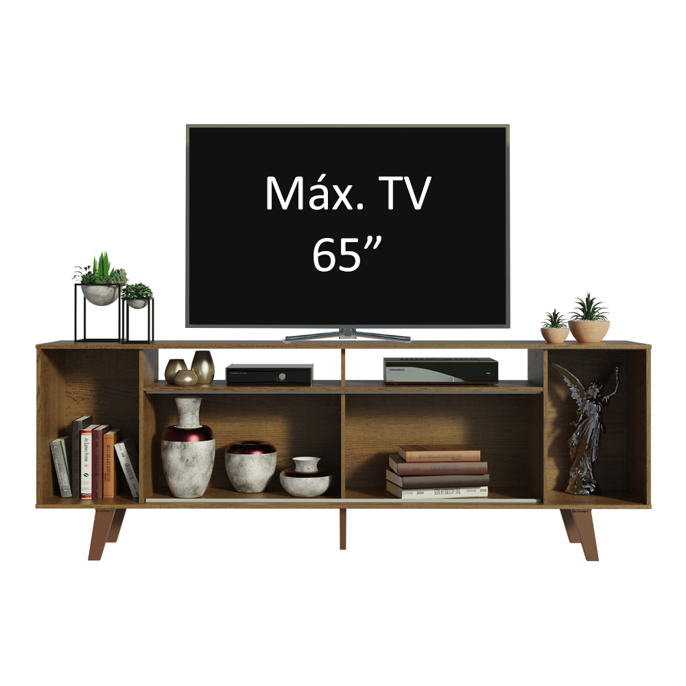 Rack para TV até 65 Polegadas Madesa Cancun com Pés - Rustic/Rustic/Preto