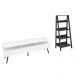 Rack para TV até 65 Polegadas Madesa Londres e Estante Escada - Branco/Preto
