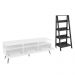 Rack para TV até 65 Polegadas Madesa Londres e Estante Escada - Branco/Preto