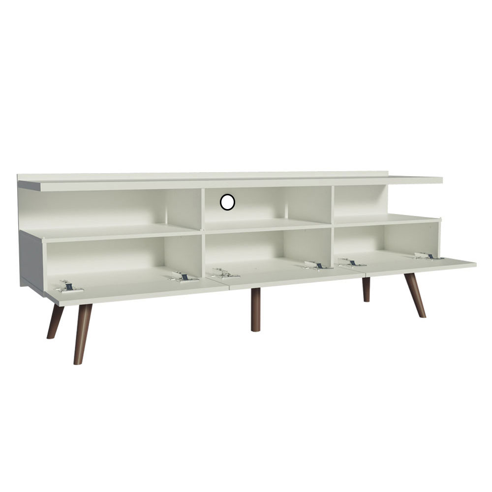 Rack para TV até 65 Polegadas Madesa Madri com Pés de Madeira - Branco