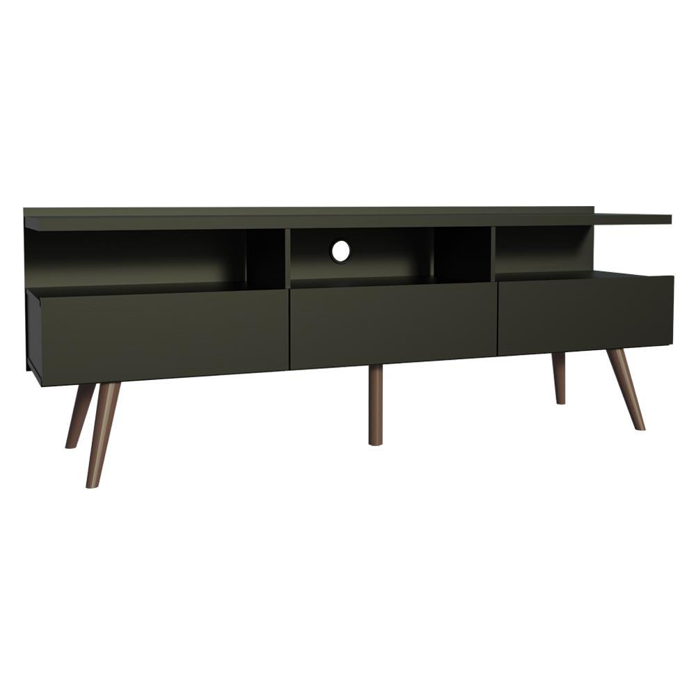 Rack para TV até 65 Polegadas Madesa Madri com Pés de Madeira - Preto