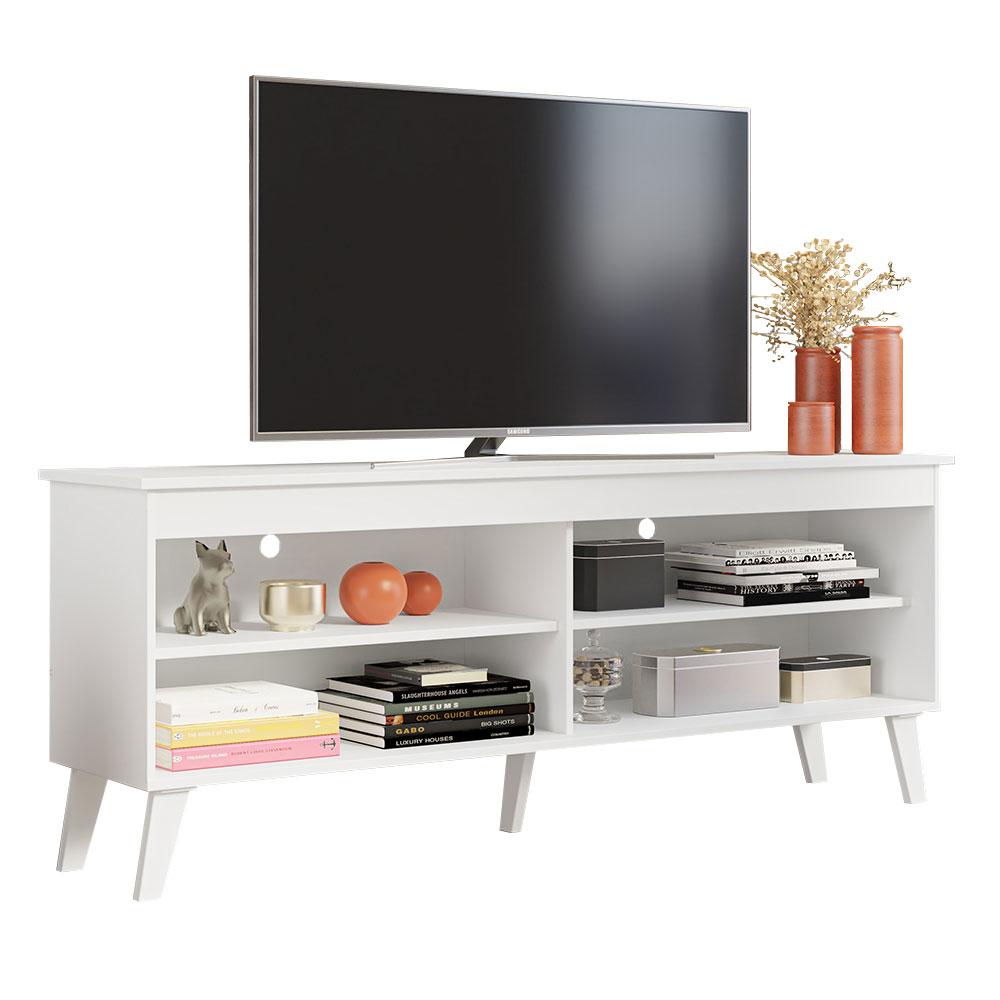 Rack para TV até 65 Polegadas com Pés Branco Turim Madesa