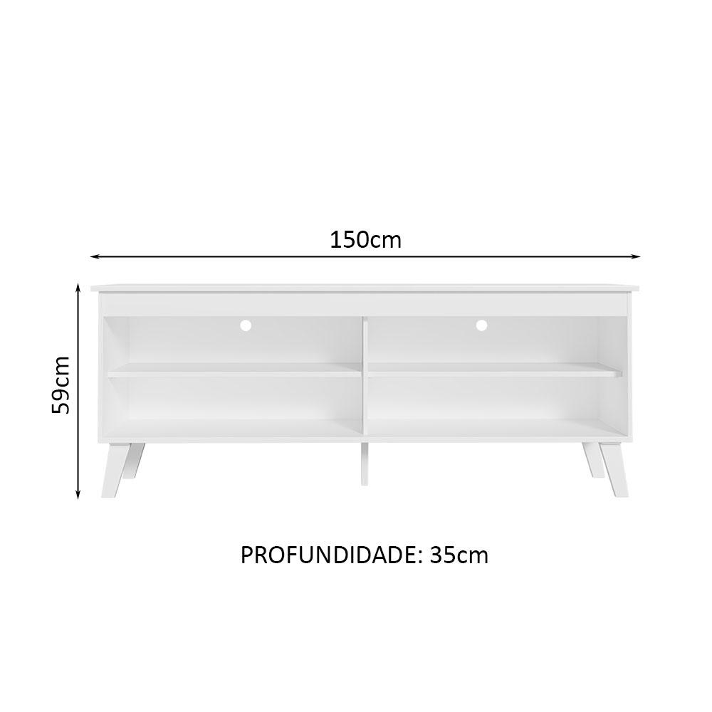 Rack para TV até 65 Polegadas com Pés Branco Turim Madesa