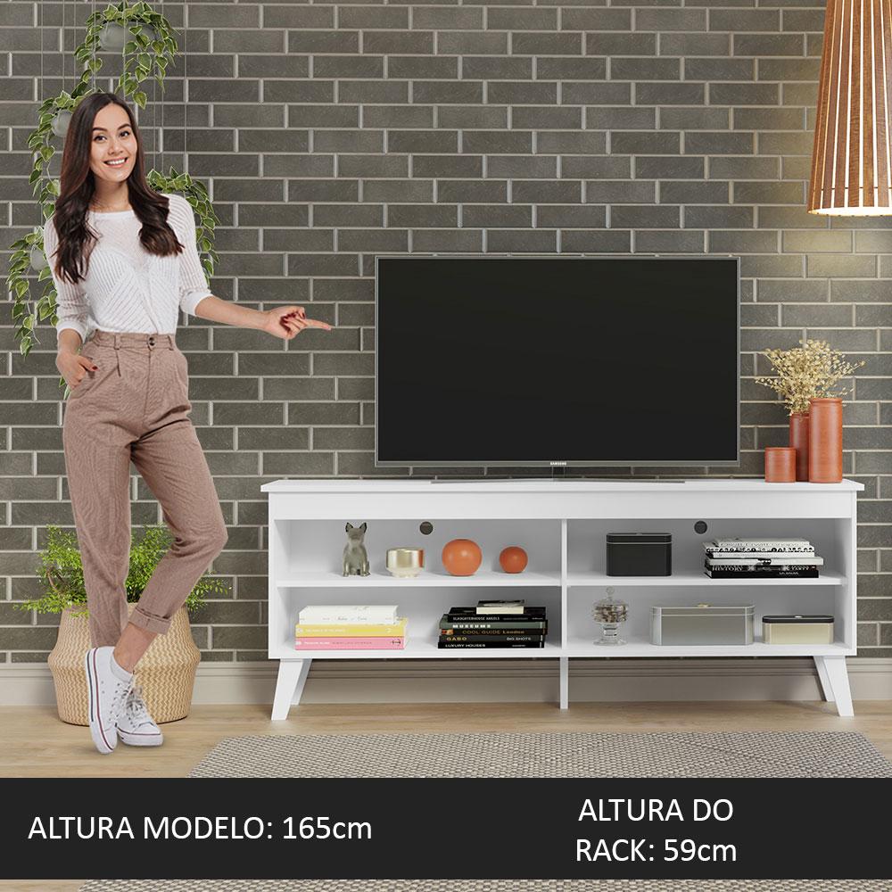 Rack para TV até 65 Polegadas com Pés Branco Turim Madesa