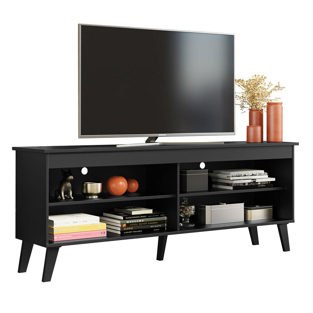 Rack para TV até 65 Polegadas com Pés Preto Turim Madesa