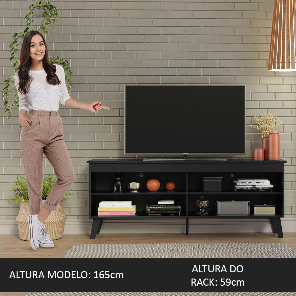 Rack para TV até 65 Polegadas com Pés Preto Turim Madesa