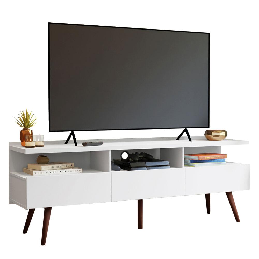 Rack para TV até 65 Polegadas com Pés Retro Branco Londres Madesa