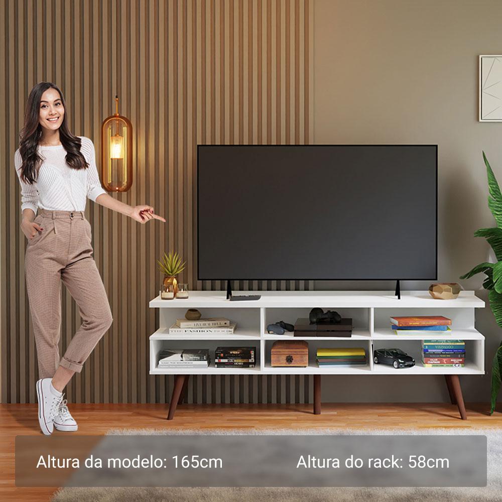 Rack para TV até 65 Polegadas com Pés Retro Branco Londres Madesa