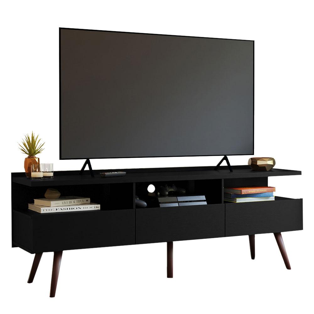 Rack para TV até 65 Polegadas com Pés Retro Preto Londres Madesa