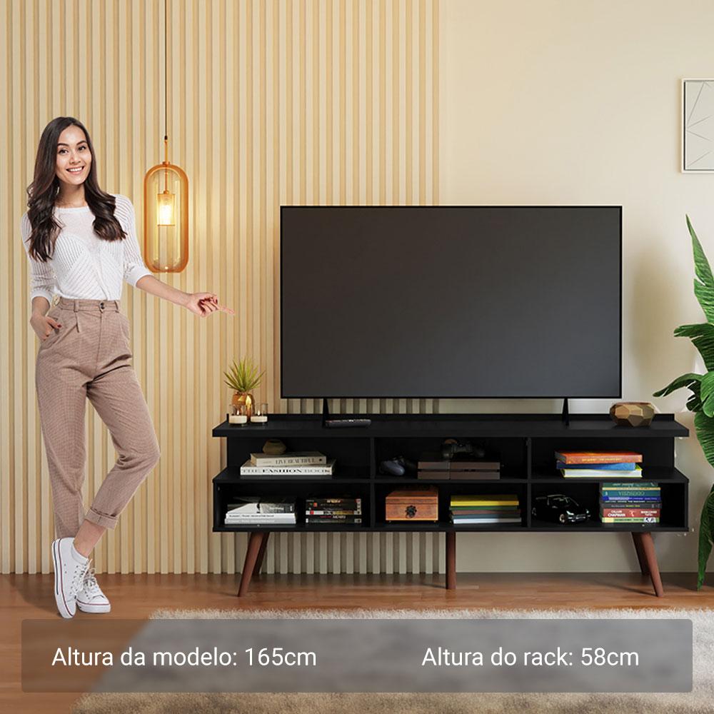 Rack para TV até 65 Polegadas com Pés Retro Preto Londres Madesa