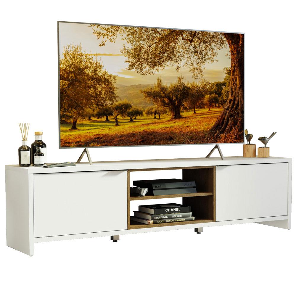 Rack para TV até 75 Polegadas 180 cm 2 Portas Branco/Rustic Metz Madesa