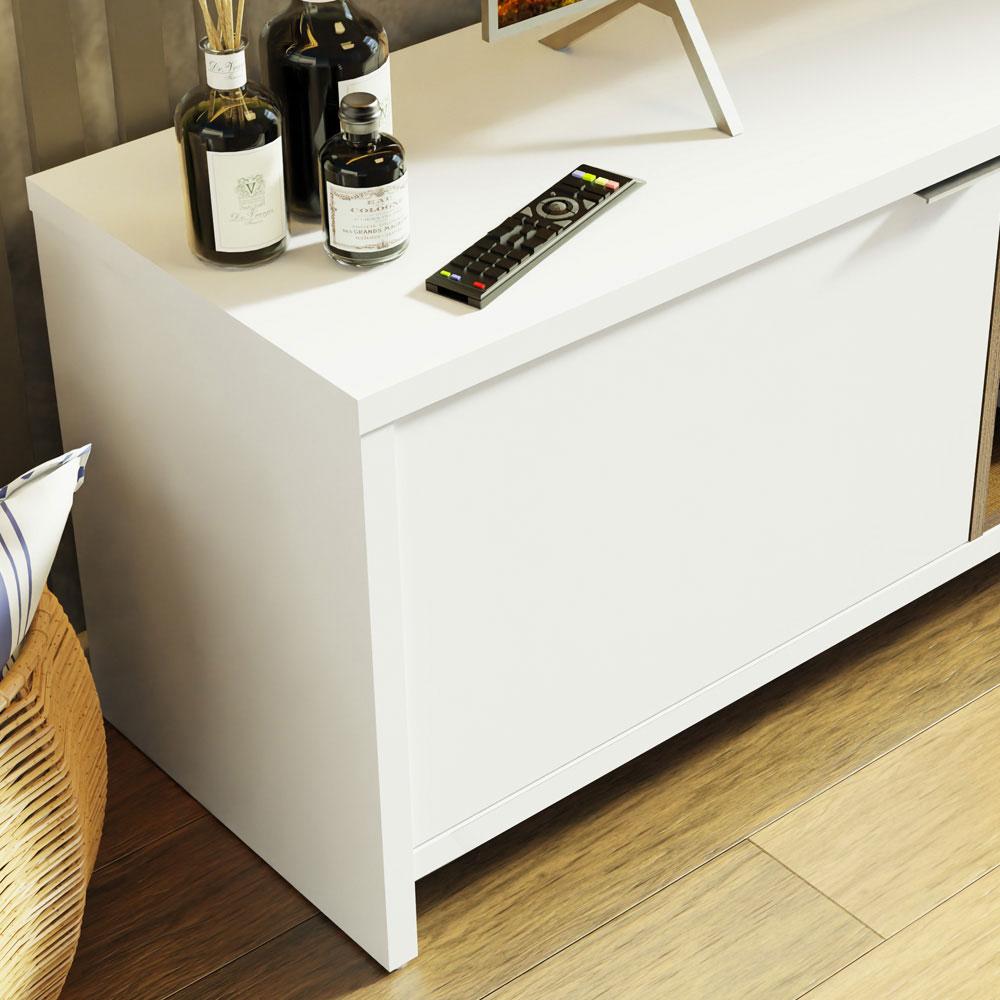 Rack para TV até 75 Polegadas 180 cm 2 Portas Branco/Rustic Metz Madesa