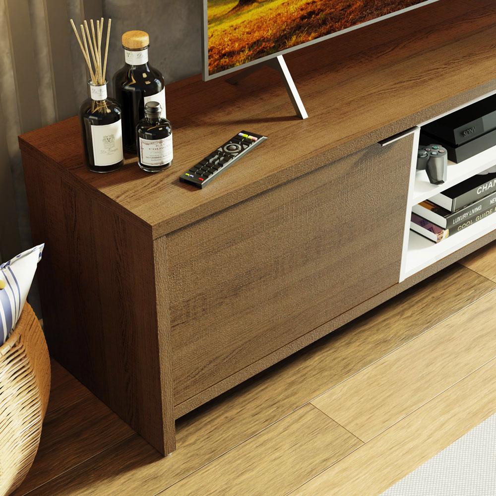 Rack para TV até 75 Polegadas 180 cm 2 Portas Rustic/Branco Metz Madesa