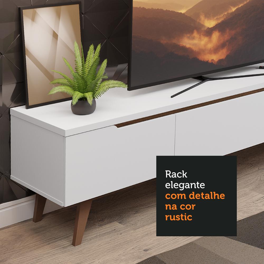 Rack para TV até 75 Polegadas Madesa Brest 2 Portas 1 Gaveta Branco