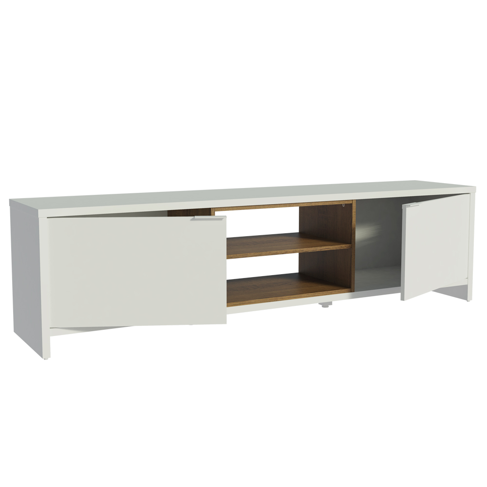 Rack para TV até 75 Polegadas Madesa Metz 180 cm 2 portas - Branco/Rustic