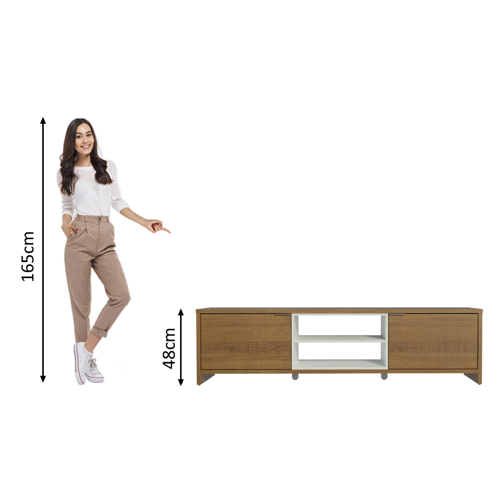 Rack para TV até 75 Polegadas Madesa Metz 180 cm 2 portas - Rustic/Branco