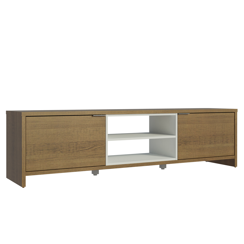 Rack para TV até 75 Polegadas Madesa Metz 180 cm 2 portas - Rustic/Branco
