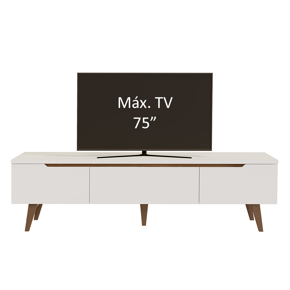 Rack para TV até 75 Polegadas Madesa Reims 2 Portas 1 Gaveta - Branco