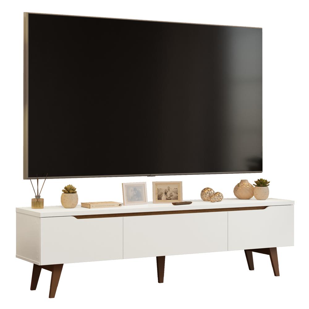 Rack para TV até 80 Polegadas 180cm 2 Portas 1 Gaveta Branco/Rustic Toronto Madesa