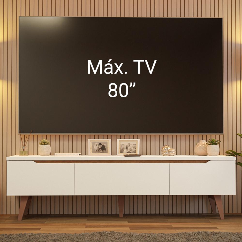 Rack para TV até 80 Polegadas 180cm 2 Portas 1 Gaveta Branco/Rustic Toronto Madesa