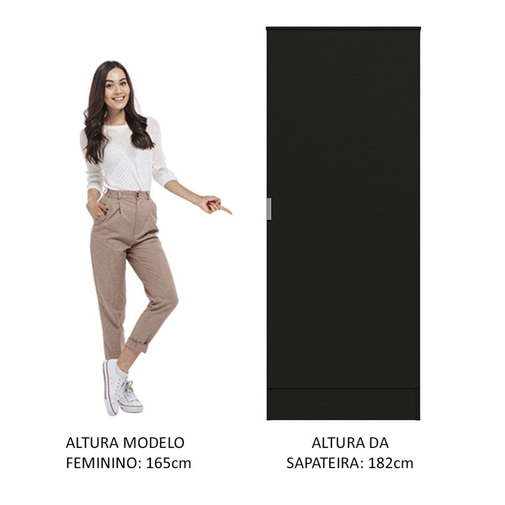 Sapateira Armário Multiúso Madesa Isis 1 Porta - Preto