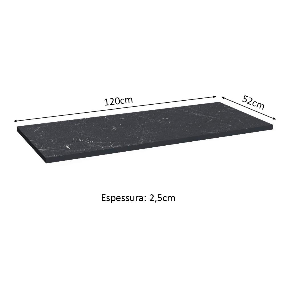 Tampo 100% MDF para Balcão de Pia 120 cm Nero Marquina Madesa