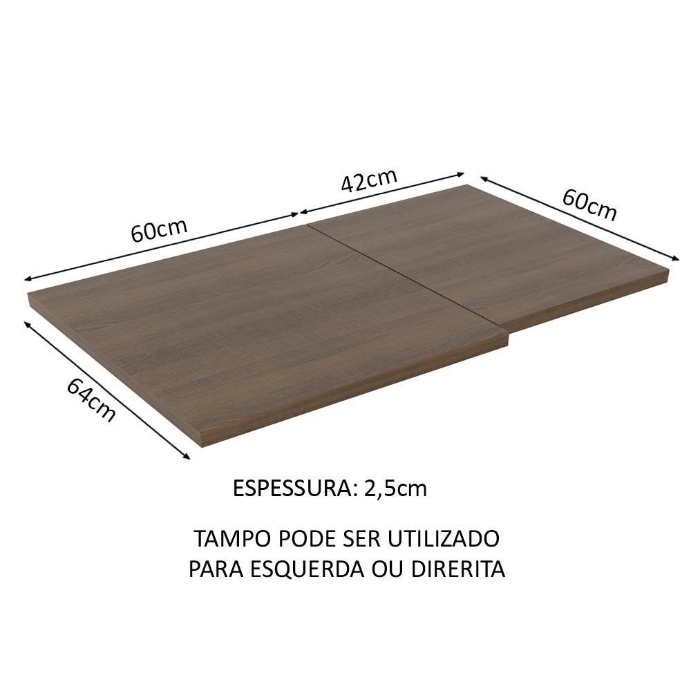 Tampo para Balcão de Canto Lux de 64 x 102 cm Madesa - Rustic