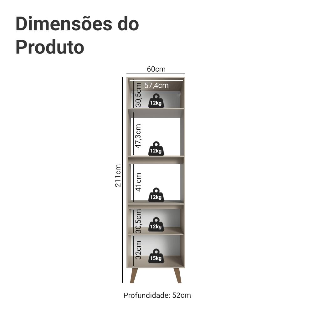 Torre Quente 60 cm 2 Portas 2 Nichos Com Pés Crema Nice Madesa