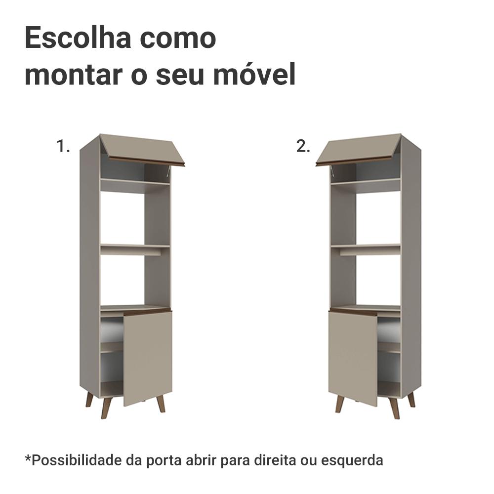 Torre Quente 60 cm 2 Portas 2 Nichos Com Pés Crema Nice Madesa