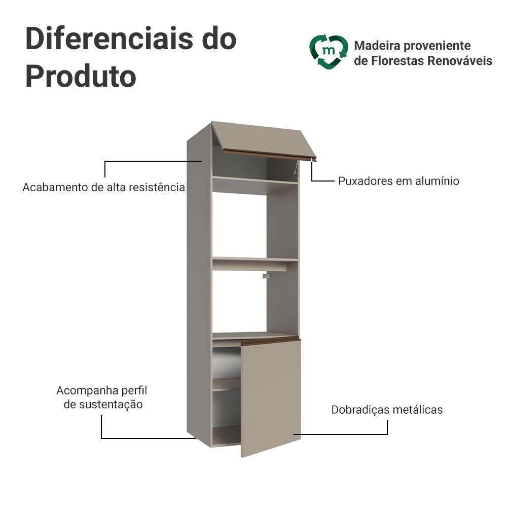 Torre Quente 60 cm 2 Portas 2 Nichos Suspenso Crema Nice Madesa