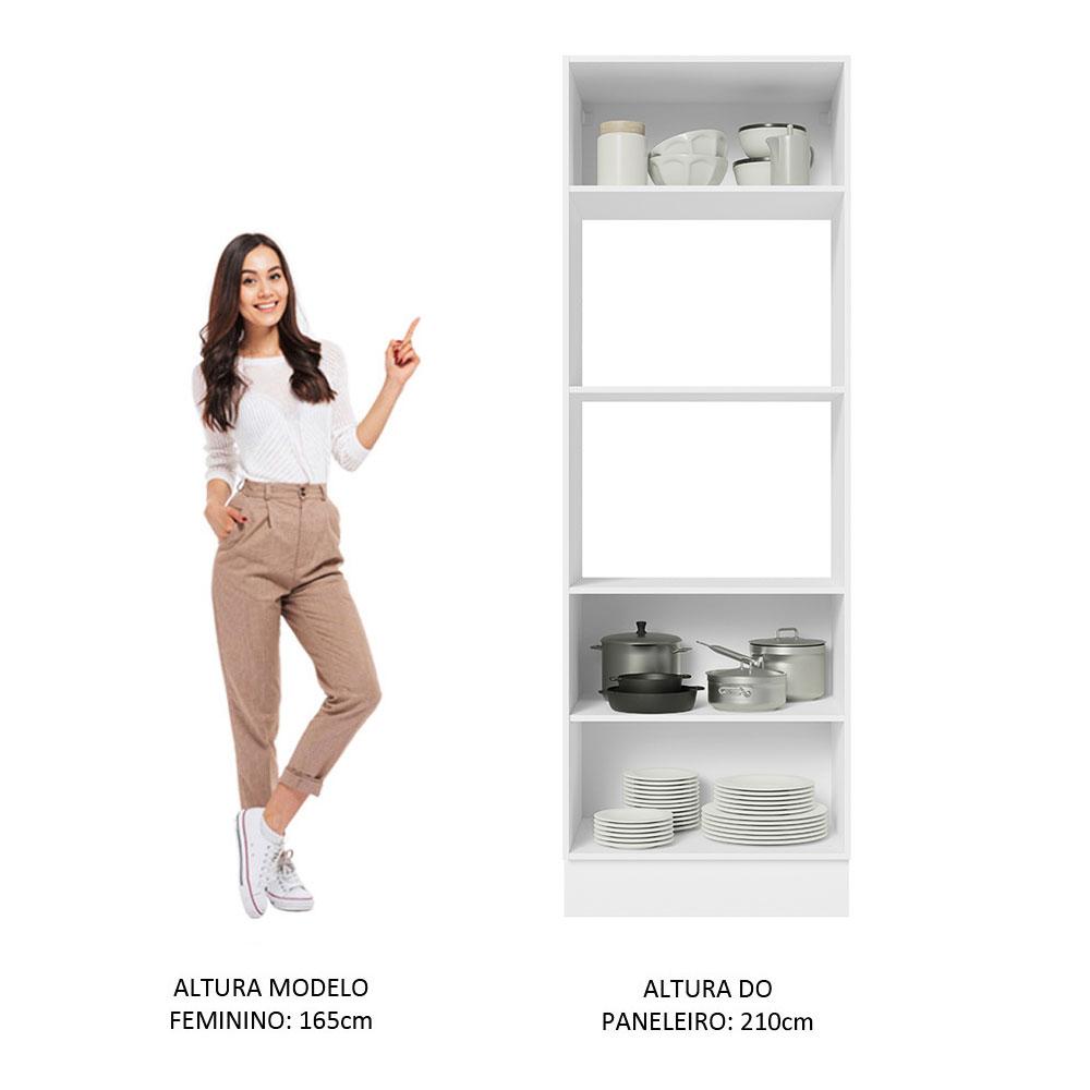 Torre Quente Armário de Cozinha 100% MDF 70 cm para 2 Fornos Branco/Preto Acordes Madesa