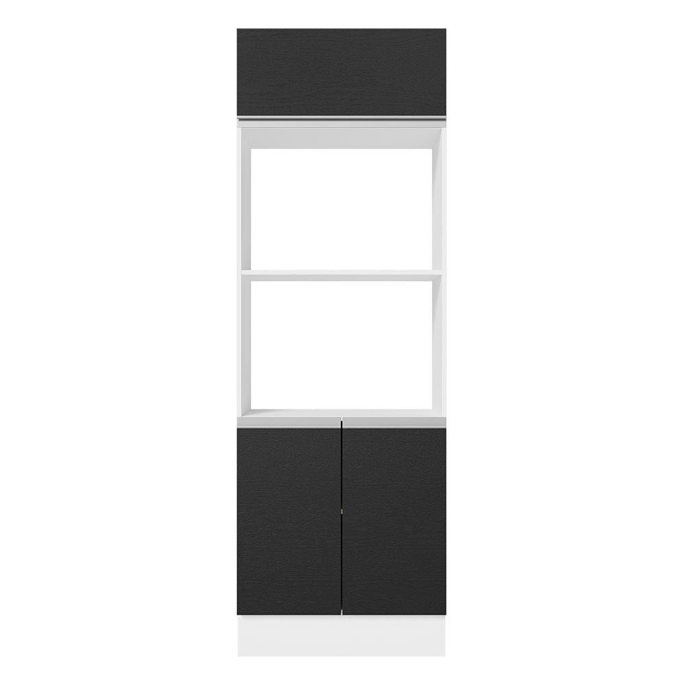 Torre Quente Armário de Cozinha 100% MDF 70 cm para 2 Fornos Branco/Preto Acordes Madesa