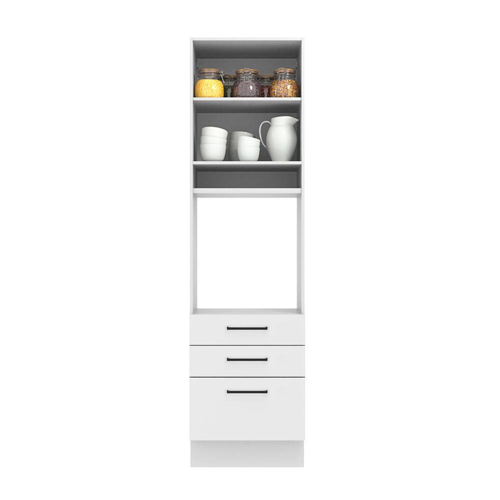 Torre Quente Armário de Cozinha 60 cm 1 Porta 3 Gavetas Branco Agata Madesa