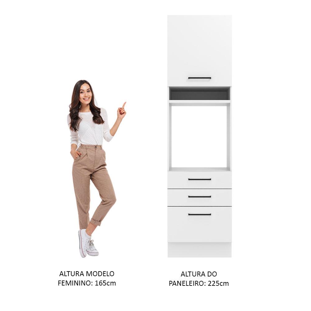 Torre Quente Armário de Cozinha 60 cm 1 Porta 3 Gavetas Branco Agata Madesa